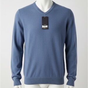 Lands End Men’s Cashmere V-Neck Sweater Medium Blue